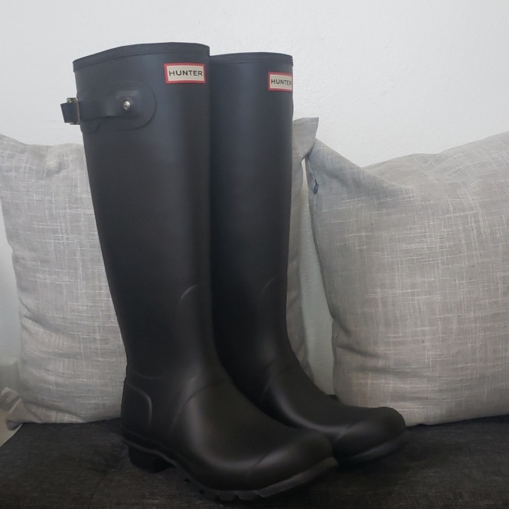 Hunter Original Tall Waterproof Rain Boot Black 10